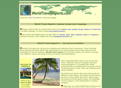 WEBSITE FOR TRAVEL REPORTS